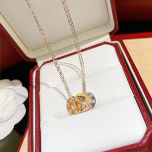 Colliers avec pendentif en diamant pour femmes, de qualité supérieure, avec pendentif à trois cercles, ras du cou classique, bijoux en acier