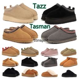 Top Designer Tasman Pantoufles Australie Goldenstarsnow Uggliesz Bottes Homme Femmes Tazz Pantoufle Hiver En Peau De Mouton Mode Dames Plateforme Pantoufle Mini Bottines