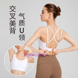 Designer tops sexy lul dames yoga ondergoed yujia dunne schouderband sport bh geïntegreerde hoge sterkte schokbestendige tanktop suit zomer