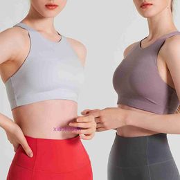 Designer Tops Sexy Lul Women Yoga Underwear Running Sports Bra Nude Shock Resistant Back Fitness Top