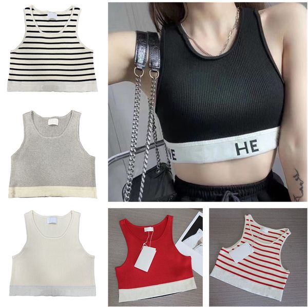 Tops de créateurs Débardeurs pour femmes tricots Noir rouge Stripe Lettre de mode Sexy blanc Crop Tops Slim Workout yoga débardeurs skims Vest t shirt Ladies dressy cami teen bra vs Bras