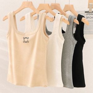 Designer tops dames tanktops zomer slanke mouwloze camis croptop outderweer elastische sport gebreide tanks borduurvest ademend pullover loewees sport tees