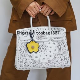 Designer-Einkaufstasche, 30 cm, 10A-Spiegelqualität, Weiß, komplett handgefertigt, Stickerei, Handtasche im limitierten Stil, Stoff-Patchwork, spezieller individueller Stil mit Originalverpackung