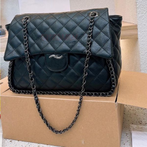 Bolso de mano de diseñador Bolso de diseñador con cadena de metal negro con gran capacidad Bolso de lujo negro Bolso cruzado Bolso de cuero mate Bolso de mujer Designe