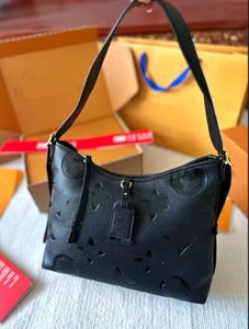 Sac fourre-tout de luxe CarryAll sacs à main pour femmes sacs à bandoulière en cuir de qualité supérieure lettre de fleur en relief Empreinte fourre-tout dames mode maquillage sacs à main 30cm Noir