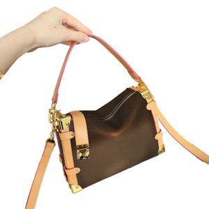 Designer sac fourre-tout femmes côté coffre sac à main sac à main une épaule bandoulière sacs en cuir véritable taille 23 cm avec boîte