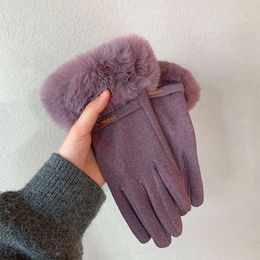 Gants en coton épais coupe-vent pour femmes, écran tactile de styliste, hiver, cyclisme et conduite, résistants au froid, gants à cinq doigts, vente en gros, cadeau CCCC