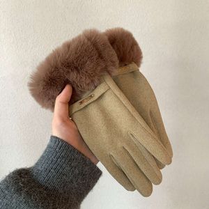 Gants en coton épais coupe-vent pour femmes, écran tactile de styliste, hiver, cyclisme et conduite, résistants au froid, gants à cinq doigts, vente en gros, cadeau CCC