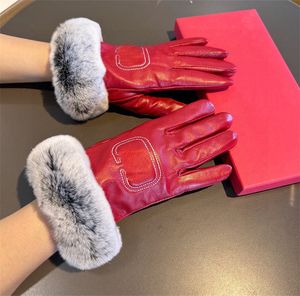 Écran tactile de concepteur Gants pour femmes Mitaines en peau de mouton Femme Hiver Peluche Extérieure Coupe-vent Boucle Pile Laine Doigt Gant avec boîte SDLX