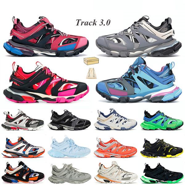 Diseñador Track 3.0 Zapatos de vestir Pares Hombres Mujeres Triple blanco negro Rosa claro Zapatillas Tess.s. Deportivas Balencagas Tracks Runners de piel Gomma con plataforma en nailon estampado