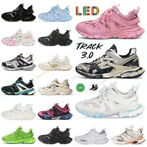 Designer Track LED 3.0 Chaussures décontractées Triple S Sneakers All Black and White Green Transparent Azote cristal 17