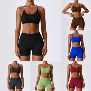 Designer Tracksuis pour femme de yoga lega sets deux pièces en jeu de costume de yoga arrière sans couture fonctionnant rapide à sec.