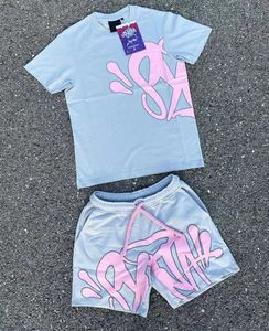 Chándal de diseñador para hombre Y2k, conjunto de 2 piezas, ropa de calle para hombre, estampado de letras de Hip Hop, camiseta de manga corta de gran tamaño, pantalones cortos