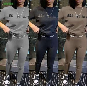 Designer trainingspak damesbroekpak Tweedelige joggingbroek voor dames Nieuwe letters bedrukt met korte mouwen Sexy mode Panty's Pakken Yogabroek Essentialsweatshirts T532111