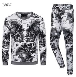 Designer Survêtements Hommes Crâne Cardigan Veste Pantalon 2 Pièces Ensembles Casual Sweat À Capuche Punk Sweatshirts Imprimer Lettre Skateboard Manteau À Manches Longues Homme