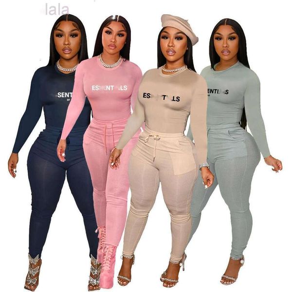 Designer Survêtements Couleur Solide À Manches Longues Lettre Impression Casual Deux Pièces Pantalon Ensemble Tenues Dames Nouvelle Mode Casual Sportwear 2024