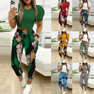 Designer Tracksuits Zomeroutfits Plus maat 3xl vrouwen tweedelig sets T-shirt met korte mouwen en printbroek Portkleding Casual sweatsuits Groothandel kleding