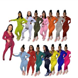 Survêtements de créateurs femmes vêtements de printemps tenues solides S-2XL manches longues veste à capuche pantalon deux pièces ensembles jogger costumes décontracté sport costume lettres sweatsuits 5631