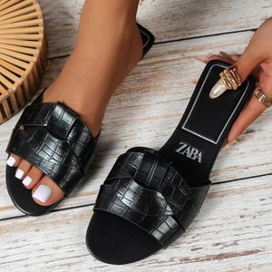 Diseñador TRAF Mujer zapatillas planas tejidas con cómodos zapatos para mujeres zapatillas de fondo casual zapatos para mujer Summer 240407