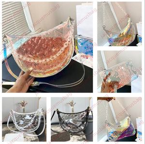 Diseñador Bolsas de gelatina transparente Bolso mágico de guisante Mujer Hombro Crossbody Mostrar el rico Lápiz labial transparente en polvo maquillaje cosmético Bolsa de artículos de tocador Bolsas de lavado dhgate