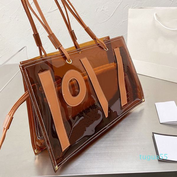 Designer Transparent Tote Shopping Bag Femmes Pvc Sacs à main Sacs à bandoulière Sac à main Grande capacité Pocket Two Piece Set