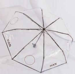 Ontwerper transparante paraplu's Vrouwelijke letterpatroon Opvouwbare volautomatische paraplu