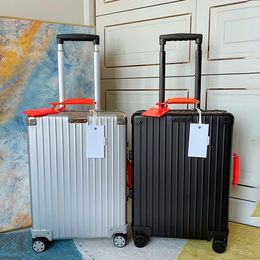 Designer reiskoffer rollende koffer bagage met wielen aluminium legering dozen trolley case letter stipe tas koffers komcases