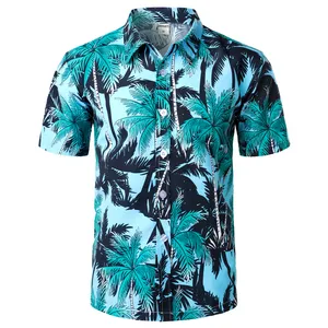 Designer Arbre Imprimé Hawaiian Beach Shirt pour Hommes D'été À Manches Courtes 5XL Chemises Hommes Vacances Vacances Vêtements Chemise