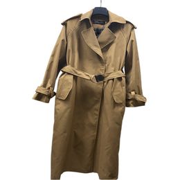 Gabardina de diseñador, abrigo largo para mujer, diseño de cinturón, chaqueta de temperamento versátil de estilo británico unisex de otoño/invierno