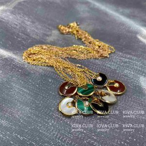 Diseñador Trend Carter Familia Talismán Collar Cirular Fanklace Fritillaria Agate Malachite High Carbon Diamond Collar Chain