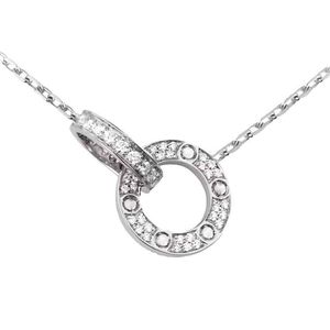 Designer trend Carter ketting puur zilveren dubbele ring volledige diamant niet -licht luxe luxe minimalistisch sleutelbeen kettingcadeau voor vriendin