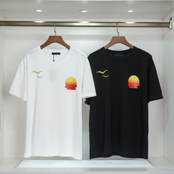 Tendance de créateur Casual Mens T-shirts Vêtements Summer Designers Shirt Noir Blanc Orange Taille S-XXL Mélange de coton Col rond Manches courtes Coton Imprimé