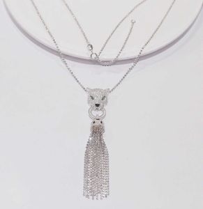 Designer Trend GTM.S925 Sterling Silver Carter Luipaard Kop Tassel ketting veelzijdige damesstijl overdreven design trui ketting