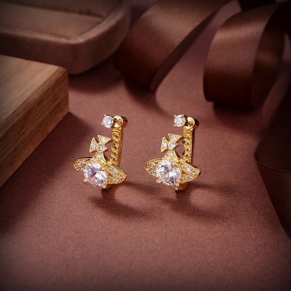 Designer Trend Stud Boucles d'oreilles Viviane Luxe Femmes Mode Bijoux Saturne Boucle d'oreille Perle Or Boucle d'oreille cjeweler planète Westwood Femme 99