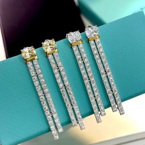 Designer Trend Tiffayss New Automne and Winter Double Row Diamond Long Tassel Boucles d'oreilles Tassel Tous les 925 Flash High-Dee