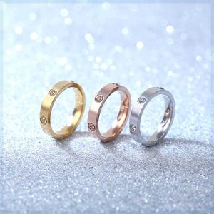 Designer Trendy Carter Six Diamond Titanium Steel Mens and Womens Rings Soms Elegant Temperment Temperament Couple Bijoux avec Diamonds Gold Ring