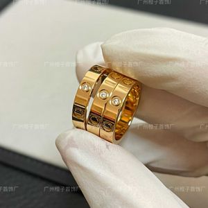 Designer Trendy Gold CNC Precision Edition Carter Narrow Single Diamond Love Thread Ring Couple Simple Fashion Matching Zeh7