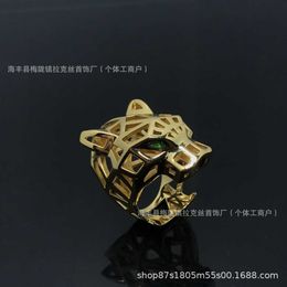 Designer Trendy Version supérieure Carter Leopard Full Diamond Diamond Hollowed Out Ring pour la célébrité féminine avec un sens haut et petite foule correspondant à la version 0x5b