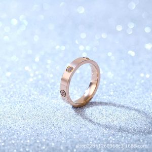 Designer trendy titanium stalen ring carter mode rosé goud zes diamanten paar gwam