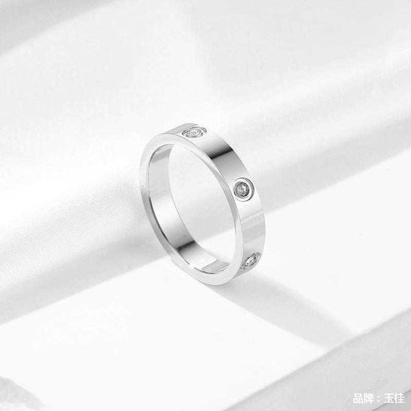 Designer Trendy Titanium Steel Ring Classic Carter 18K Rose Gold Six Diamond for Men and Women Couple G7BW