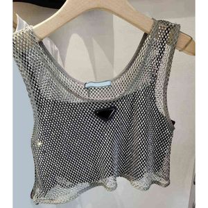 Designer Driehoek Badge Diamant Tank Tops Womens Sling Tops 2 Stuks Set Camis voor Vrouwen Sexy Mouwen Zomer Vest Hoge kwaliteit Groothandel