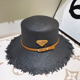 Étiquette triangle designer chapeaux Suns Grass tissé plat top plat