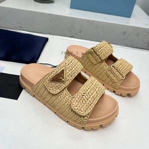 Designer Triangle Straw Weave Slipper Sandaalplatform Raffia's Slippers Designer Dames Heren Zomer Flat Heel Casual Flip Flops Outdoors Pool Sliders Beach 5.23 02