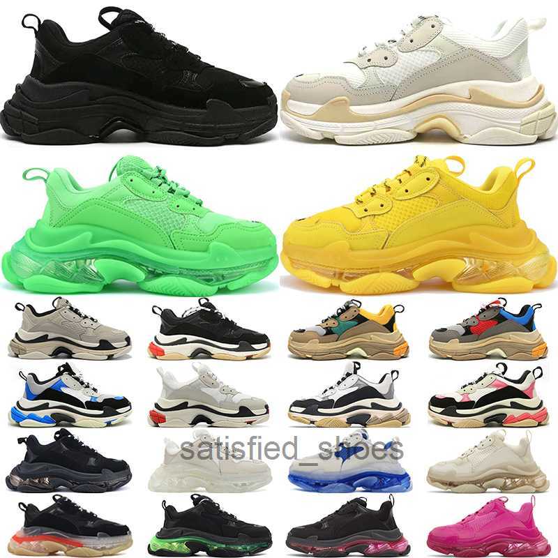 Designer Triple S Sapatos Casuais Homens Mulheres Plataforma Sneakers Clear Sole Preto Branco Bege Vermelho Escuro Cinza Verde Mens Treinadores Ao Ar Livre Sapato