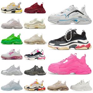 Diseñador triple s hombres mujeres zapatos de diseñador balencaigas pista para hombres mujeres diseñador zapatos casuales plataforma zapatillas de deporte suela transparente negro blanco gris rojo rosa b error