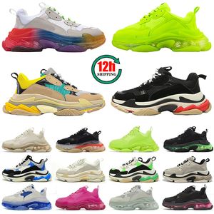 Designer Triple S Sneakers Crystal Bottom 17w Chaussures Casual Plate-forme Baskets Plates Sneaker Clear Sole Noir Blanc Gris Rouge Rose Taille 36-45