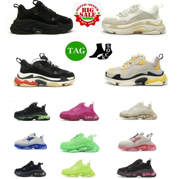 Designer Triple S Femmes Casual Chaussures Baskets Plate-forme Noir Blanc Gris Rouge Rose Bleu Royal Neon Green Baskets de sport Chaussures de sport Chaussures de course