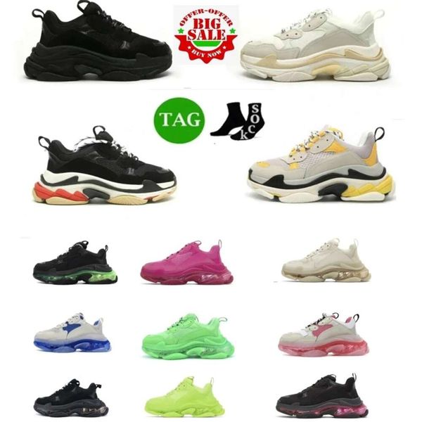 Diseñador Triple S Zapatos de mujer Zapatillas de deporte Plataforma Negro Blanco Gris Rojo Rosa Azul Royal Neon Green Zapatillas de deporte para mujer Zapatillas deportivas Zapatos para correr