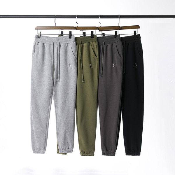 Pantalones de diseñador bordados con etiqueta pequeña, pantalones deportivos simples de color sólido, pantalones casuales con cordón, pantalones de chándal para correr de felpa de sección delgada para hombres