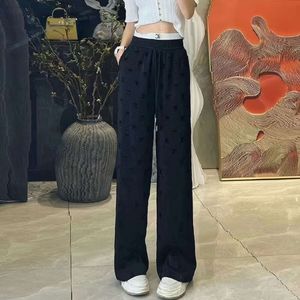 Pantalon de créateur femme pantalon mode lettre imprimé pantalon graphique décontracté ample floqué pantalon droit